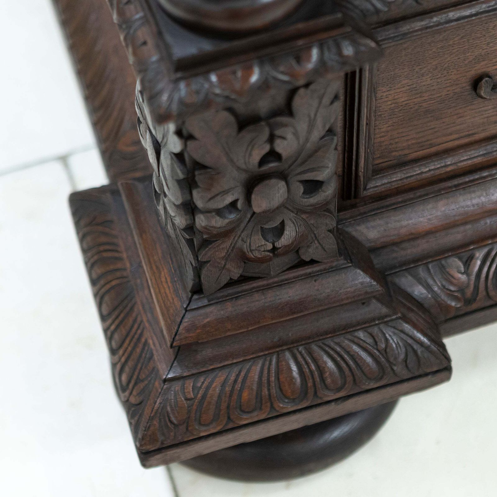 Furniture Antique Heavily Carved Continental Four Posted Bed | European Double photo