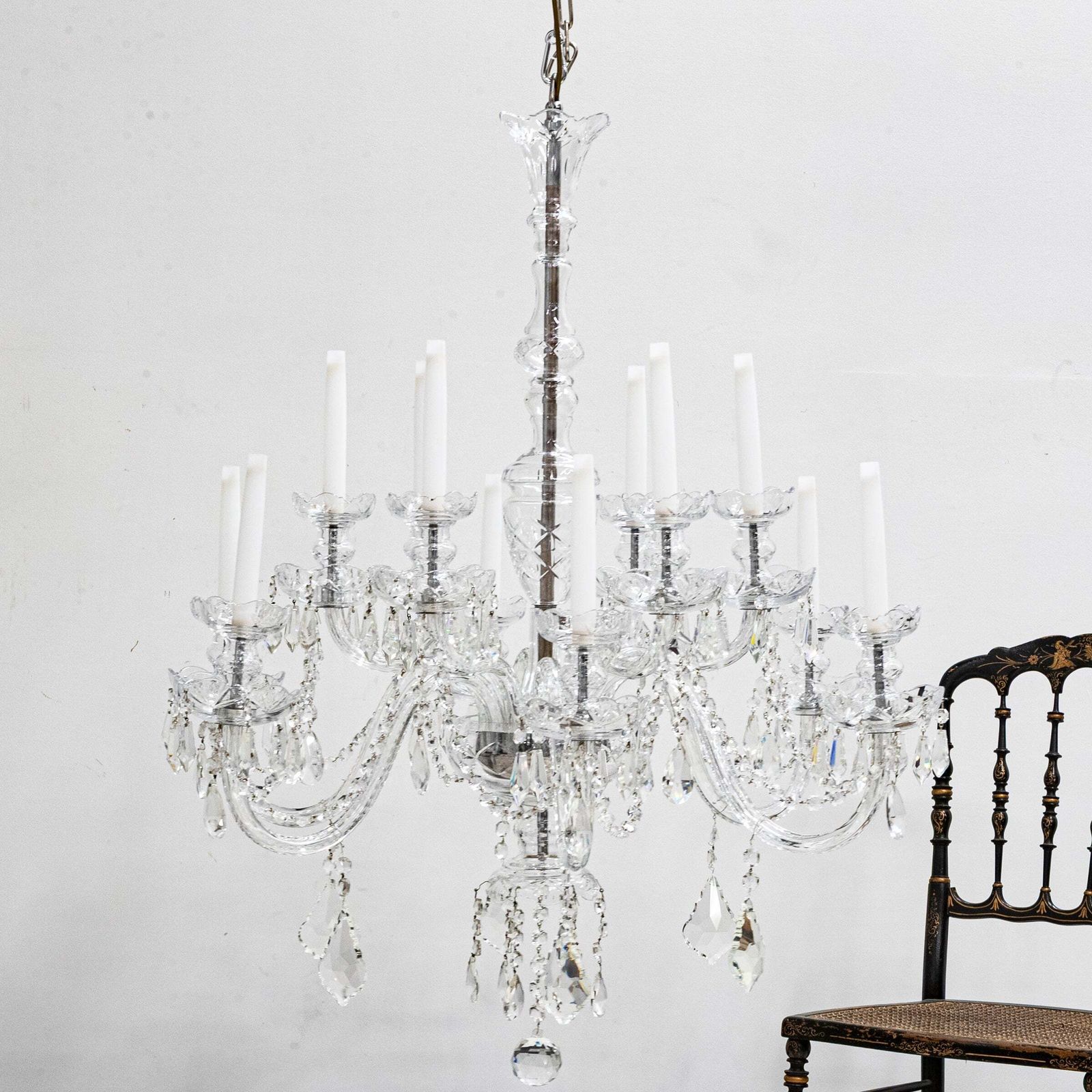 Large Antique Crystal Chandelier From Victoria Palace Theatre | Pair Available photo furniture