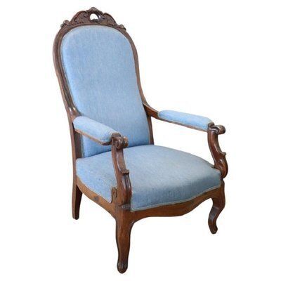 Antique Walnut Armchair, Mid 19th Century