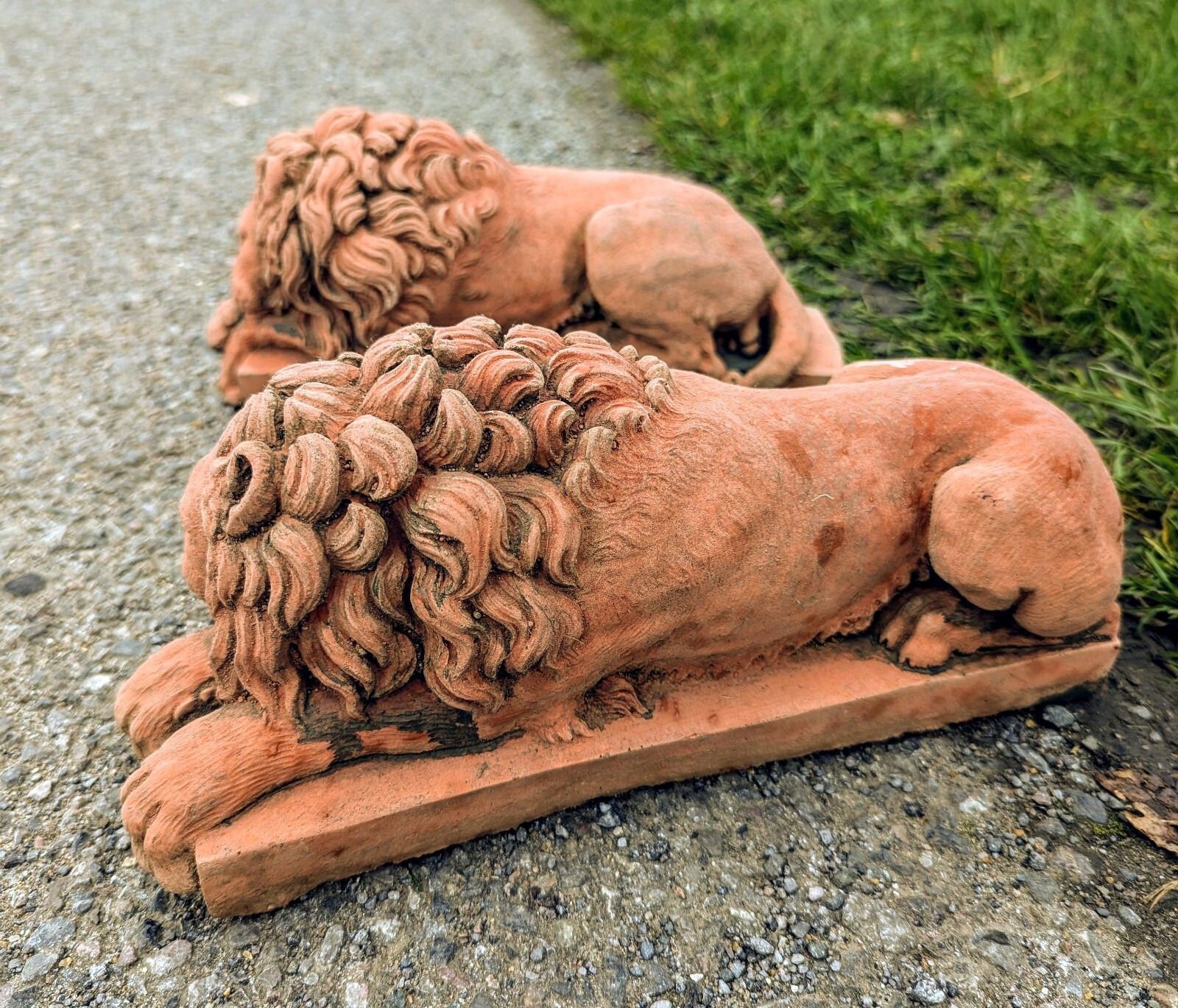 Vintage Pair Canova Lions English Stone Garden Ornament Delivery Available 0121. photo Garden Decor