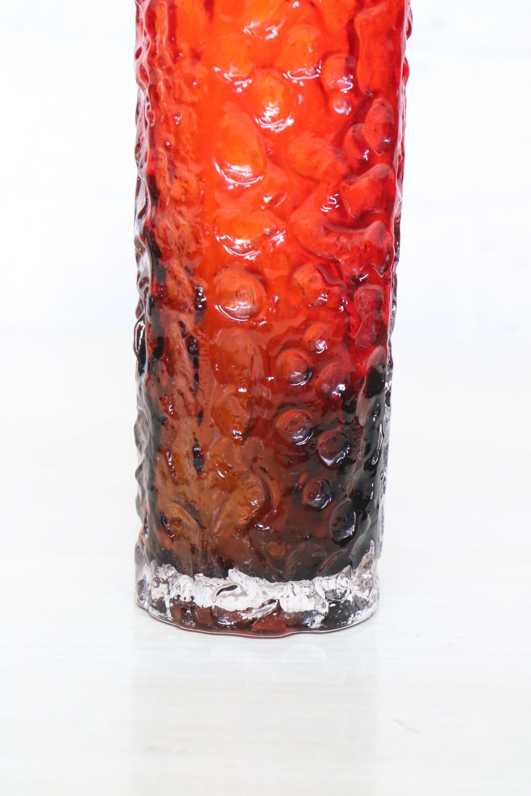photo furniture A 1970's Textured Bark Effect Glass Vase In A Dark Red Graduating To Black Japanese Original