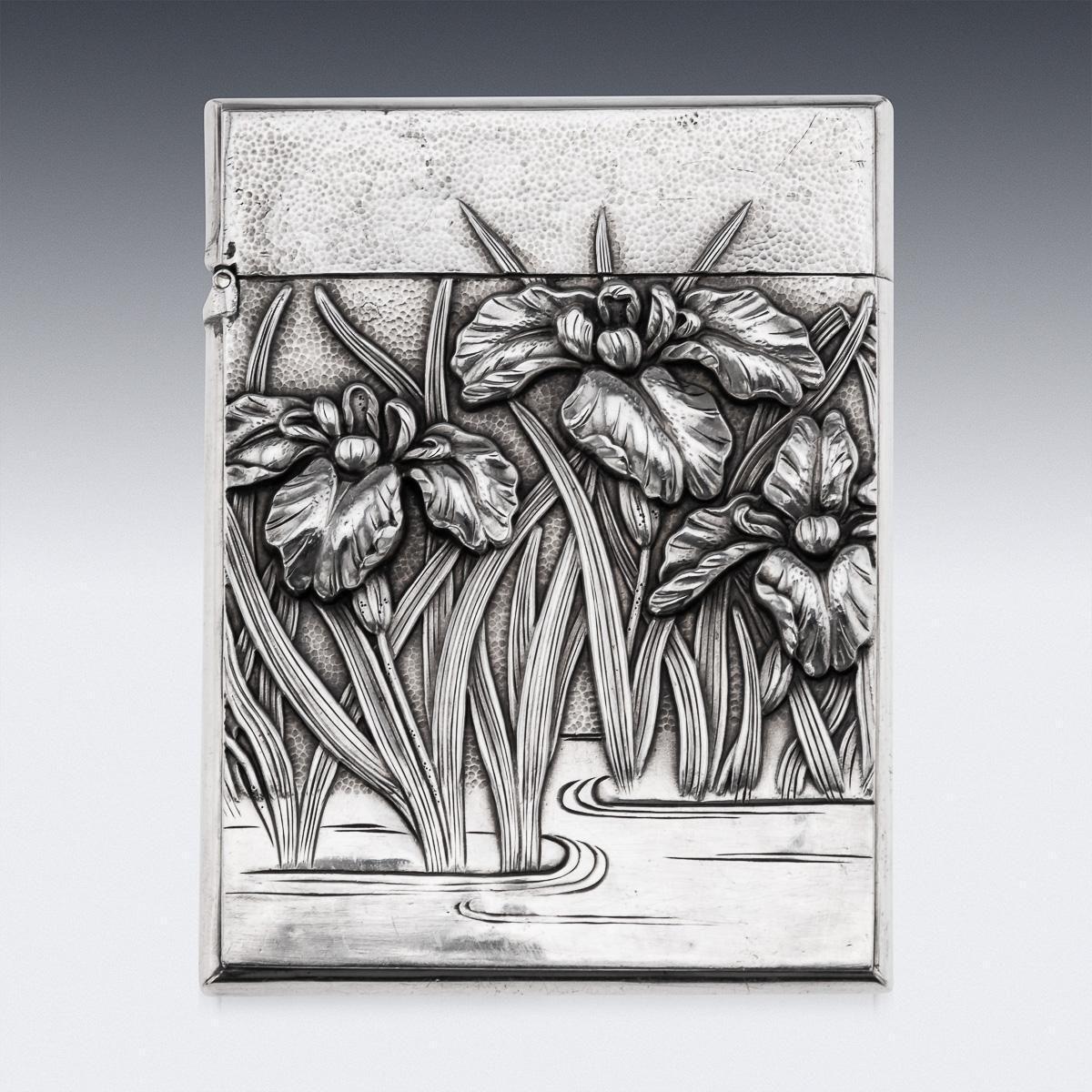 Antique 20th Century Japanese Meiji Solid Silver Card Case C.1900 photo for sale