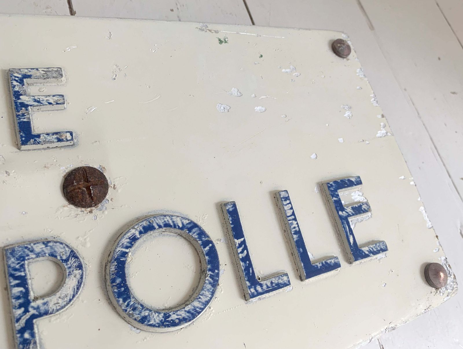 Rare Vintage French Street Sign 'Rue De La Polle'   Raised Letters On Metal photo vintage