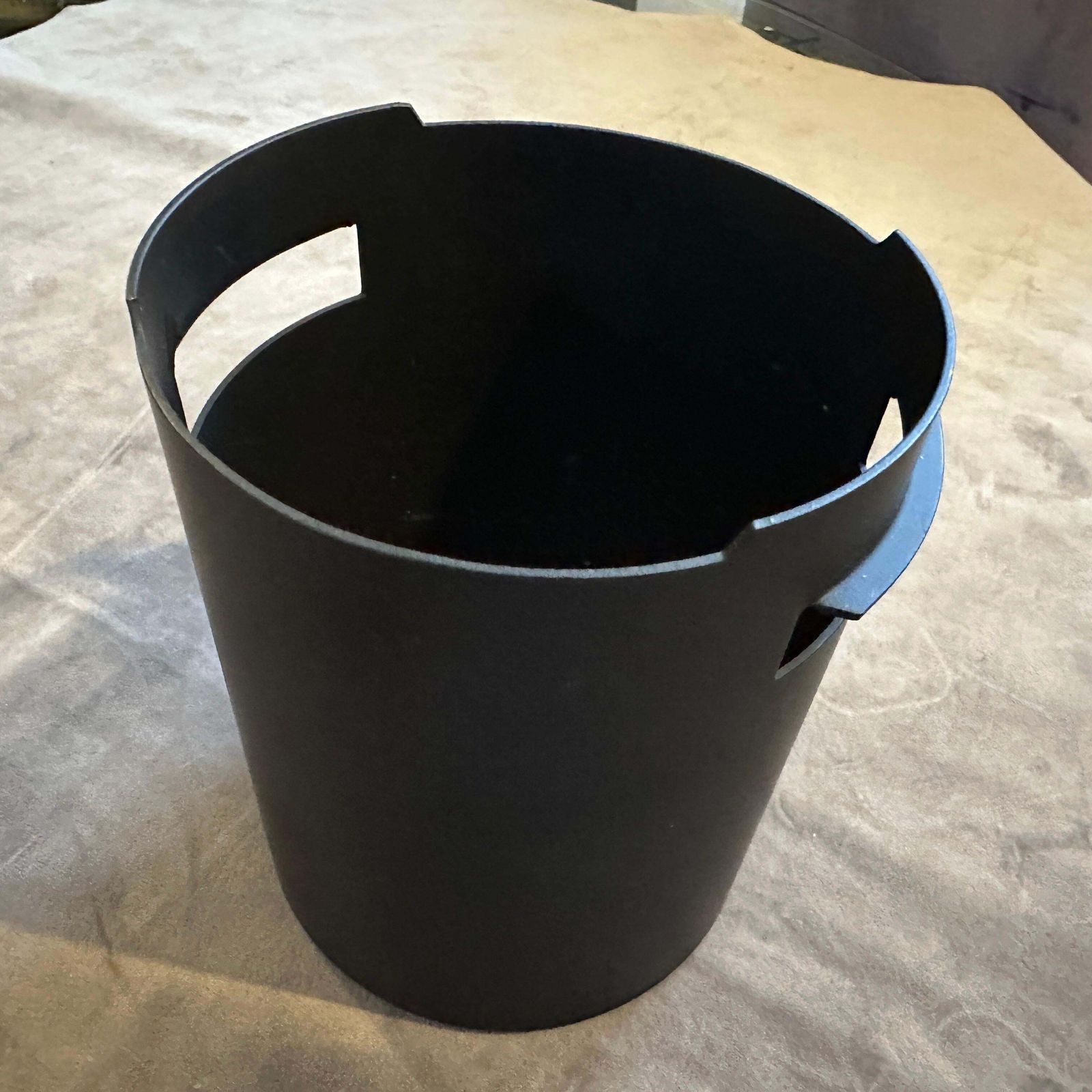 1980s Minimalist Black Steel Ice Bucket By Gio Ponti For Fratelli Calderoni photo for sale