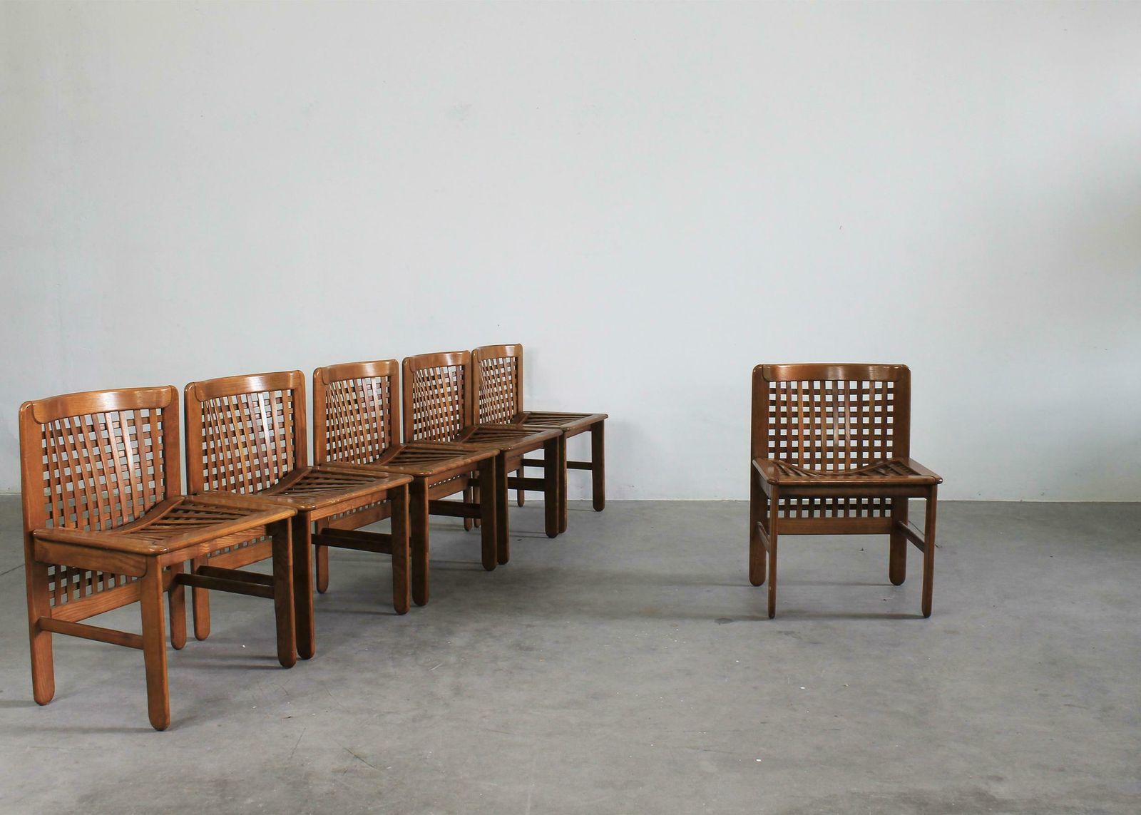 Titina Ammannati & Giampiero Vitelli Six Transenna Chairs By Pozzi And Verga 70s