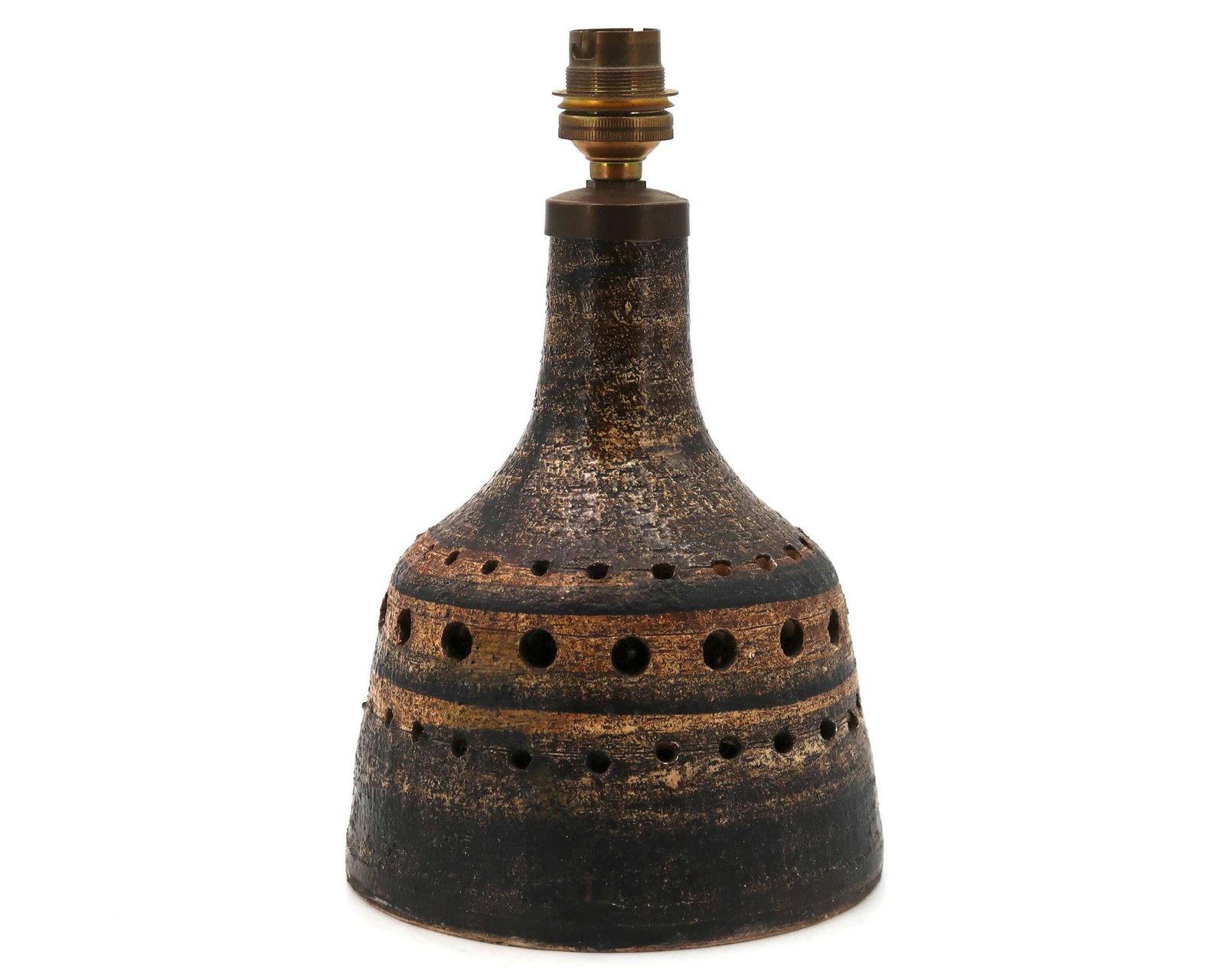 French Brown Ceramic Table Lamp By Georges Pelletier, 1950s / Vintage, Design, France