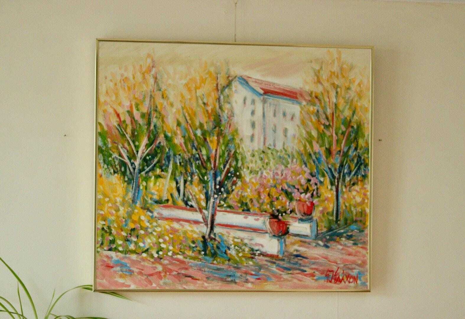 Original Swedish Oil On Canvas "Motif At Polcastro, Campagna Italy" By Gunnar Ingemar Erixon – Vintage & Framed | 66 × 59 Cm / 26 × 23.2 In photo furniture