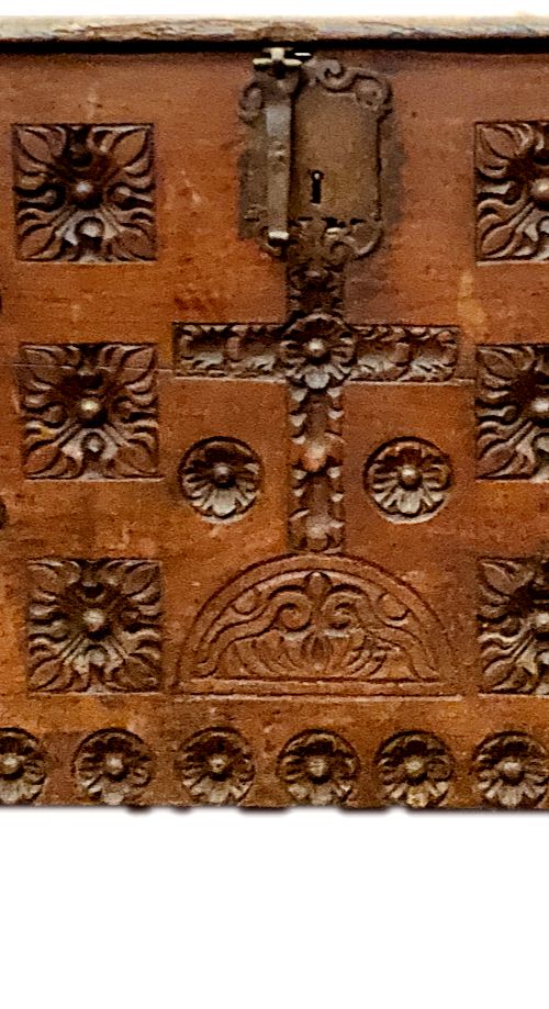 photo for sale Antique Renaissance Style Carved Oak Chest 18th Century