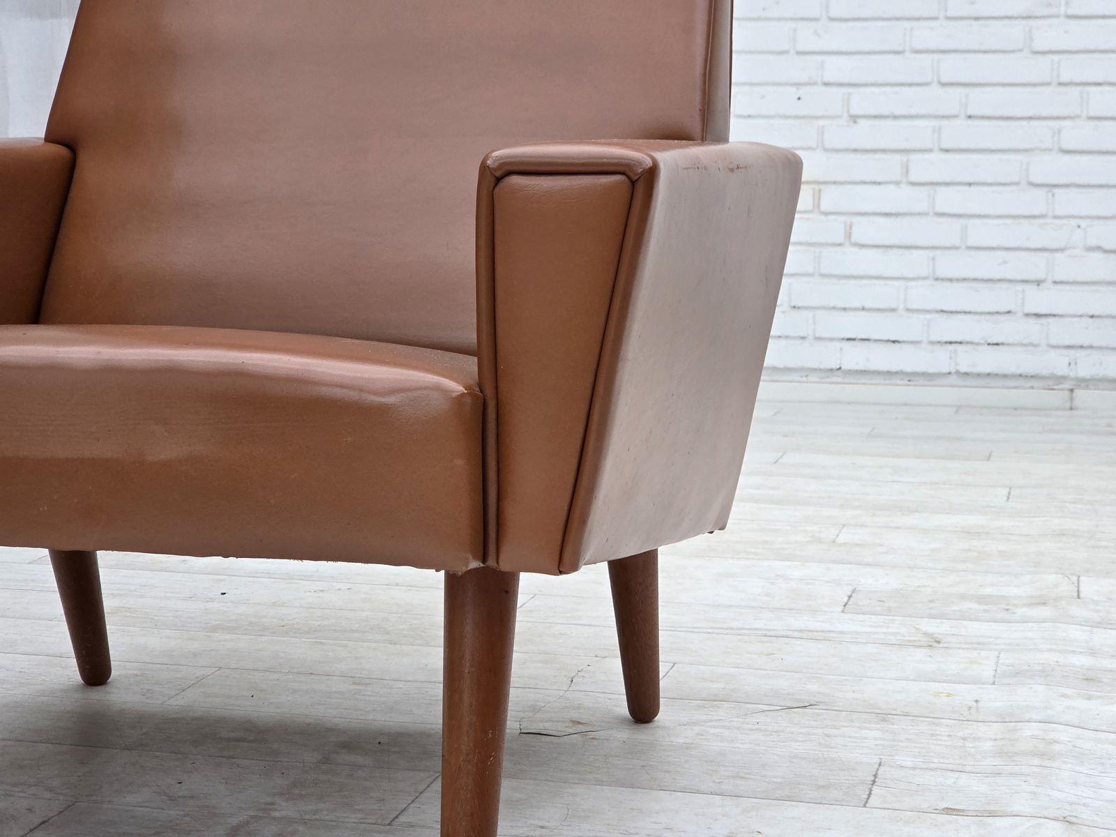 photo buy 1970s, Danish Highback Armchair By Vejen Polstermøbelfabrik, Original Condition.
