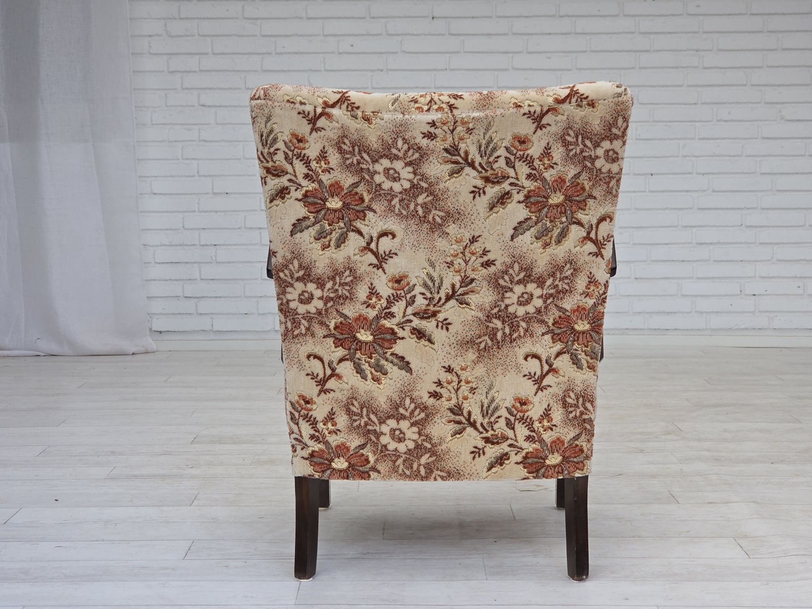 950.0 Ca. Jaren 1950, Deense Art Deco Fauteuil, Meubelvelours, Beukenhout, Opnieuw Bekleed. photo
