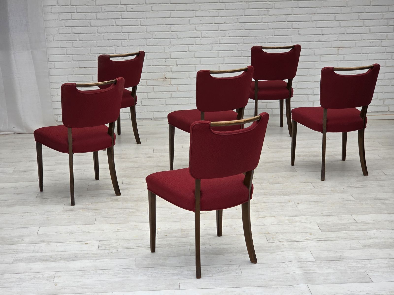 1390.0 1960s, Set Of 6 Pcs Danish Dining Chairs By Slagelse Møbelværk, Furniture Wool, Beech Wood. photo