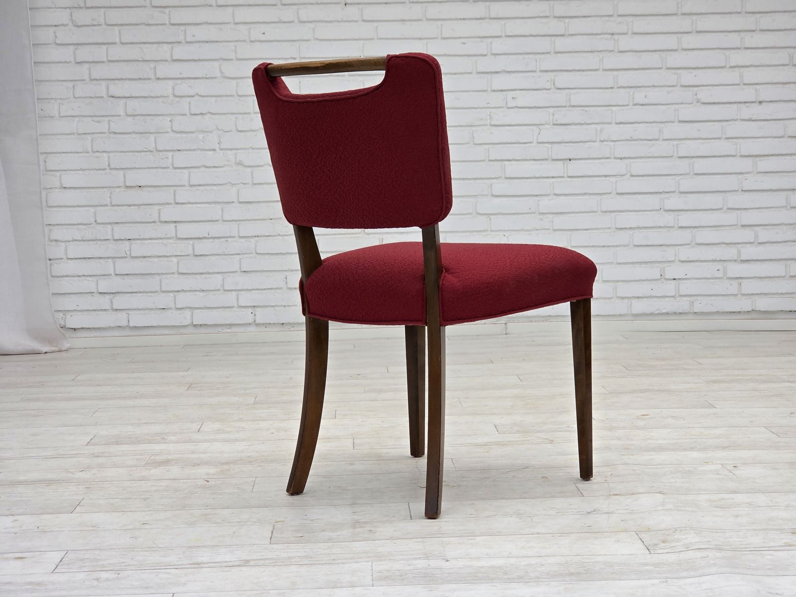photo vintage Jaren 1960, Set Van 6 Deense Eetkamerstoelen Van Slagelse Møbelværk, Meubelwol, Beukenhout.