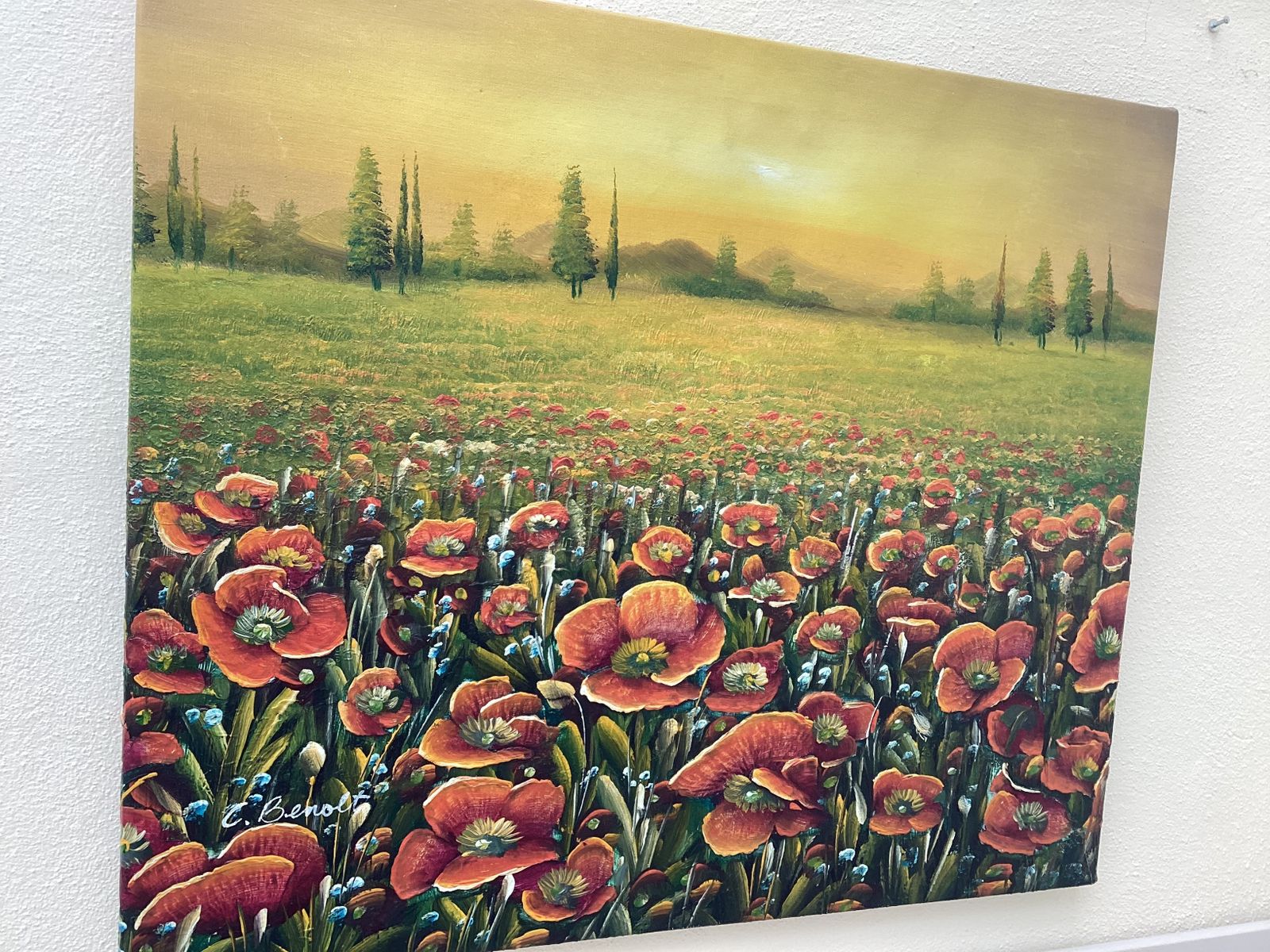 Oil Painting Of Sunfowers By Charles Redmond Benoit
