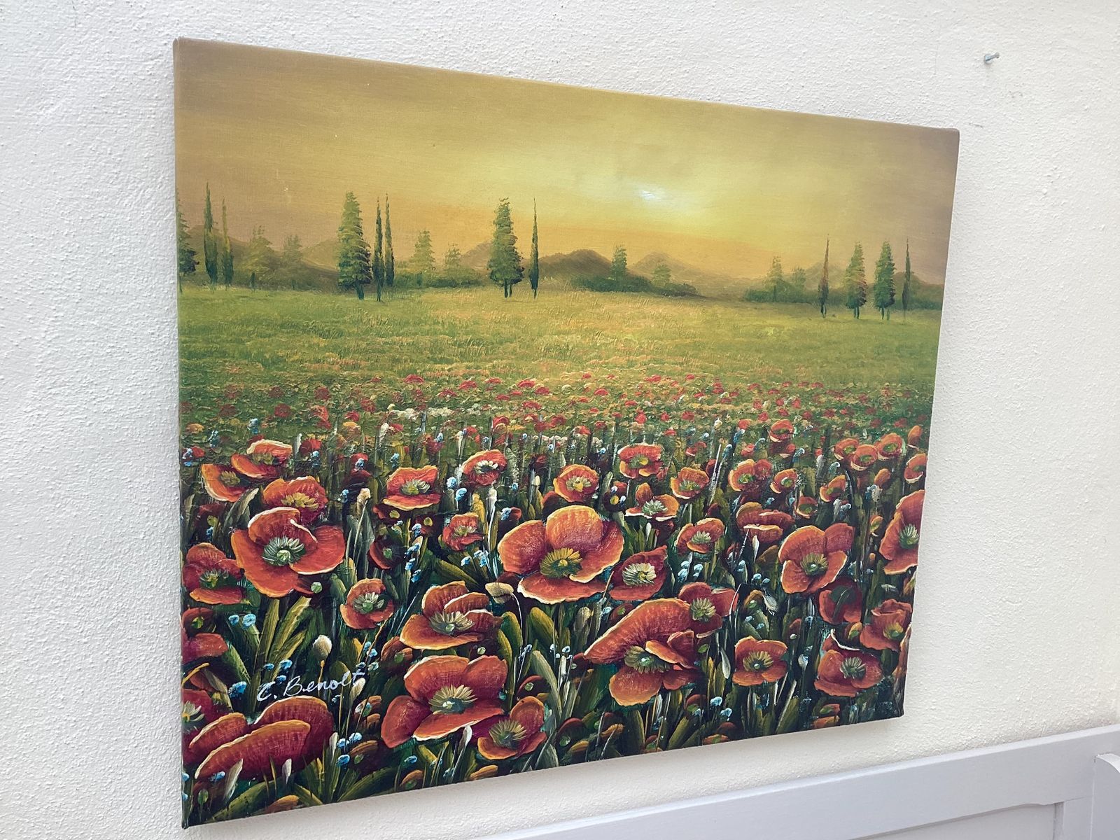 Oil Painting Of Sunfowers By Charles Redmond Benoit photo furniture