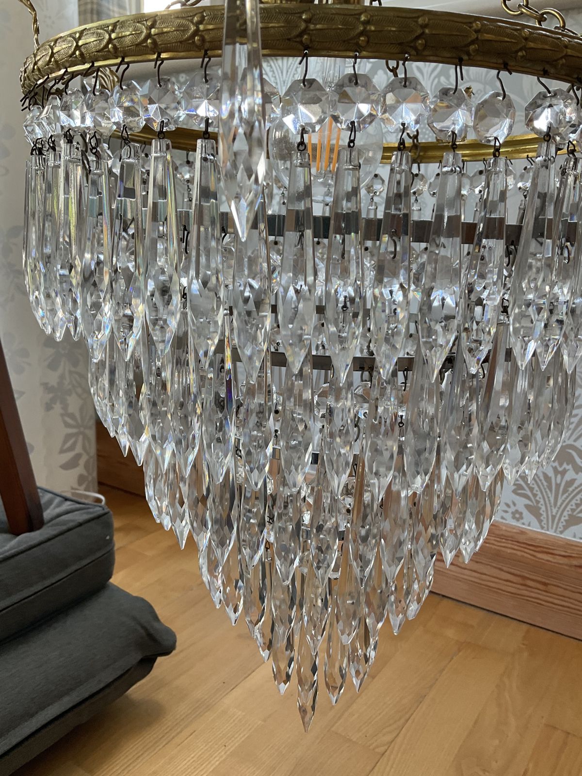 photo vinterior Art Deco Five Tier Crystal Glass Chandelier