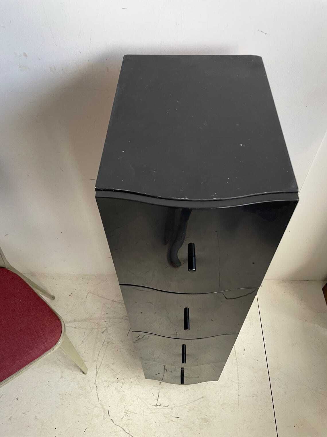 photo for sale Vintage Vajer Wavy Curvy Tallboy Chest Of Drawers In Black By Jelinek For Ikea In Mid 90s