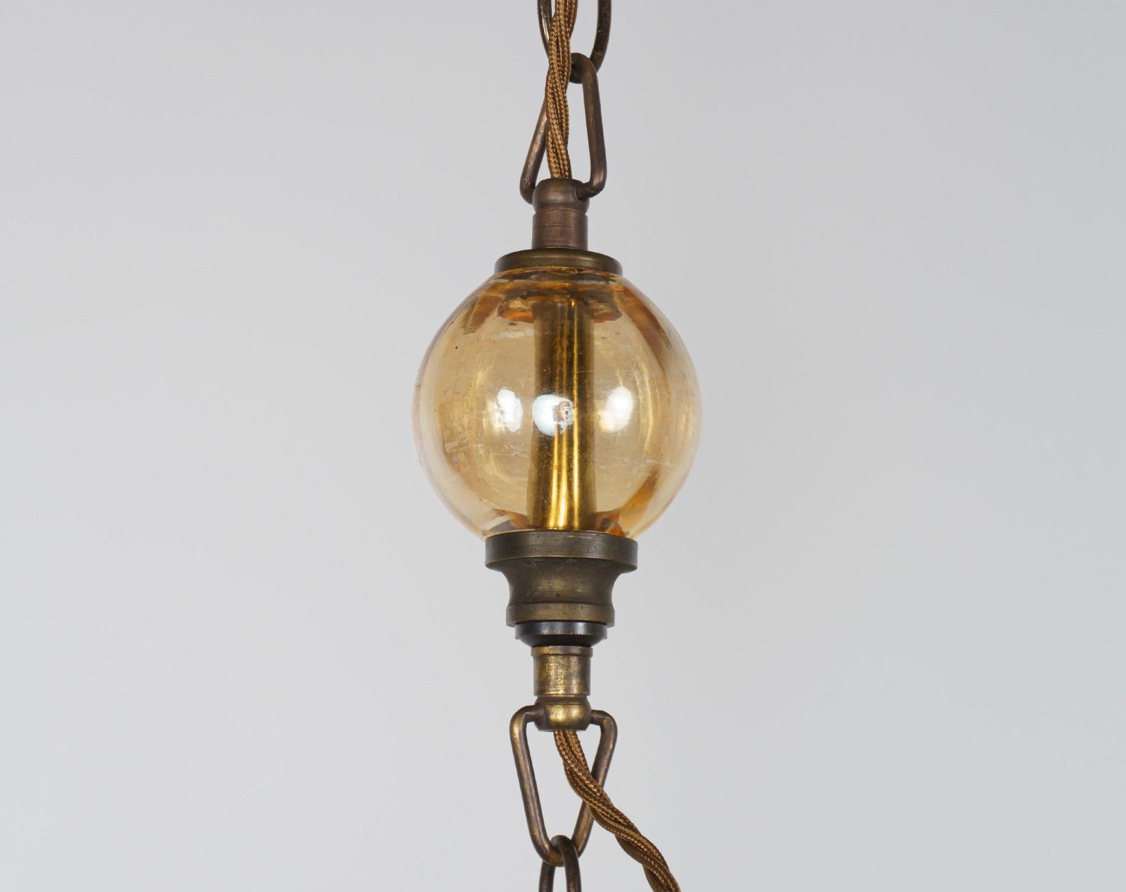 Vintage 1960s Murano 5 Arm Ribbed Gold Topaz Glass Chandelier Lamp – Rewired photo 360.0