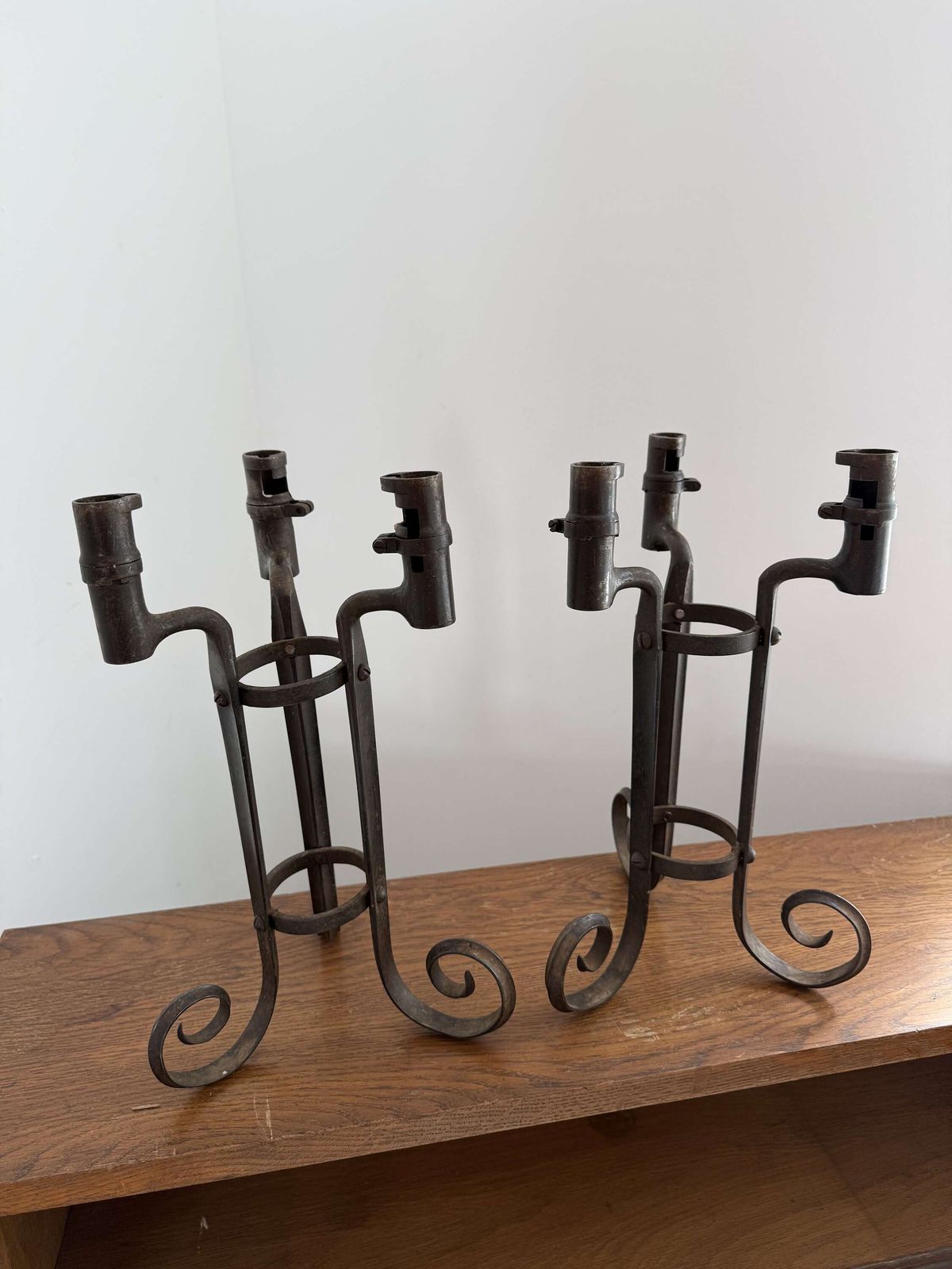 Pair Of Trench Art Candlesticks , American Bayonets