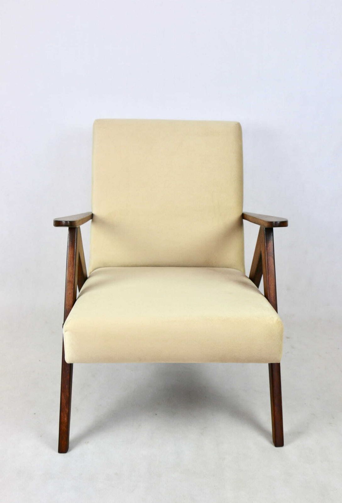 Vintage Armchair B 310 Var Beige Light Brown Velvet   2 Pieces Available photo furniture