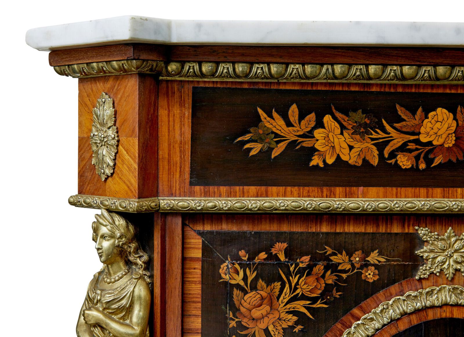 Furniture 19th Century Louis XVI Style Ormolu Mounted Marquetry Side Cabinet photo