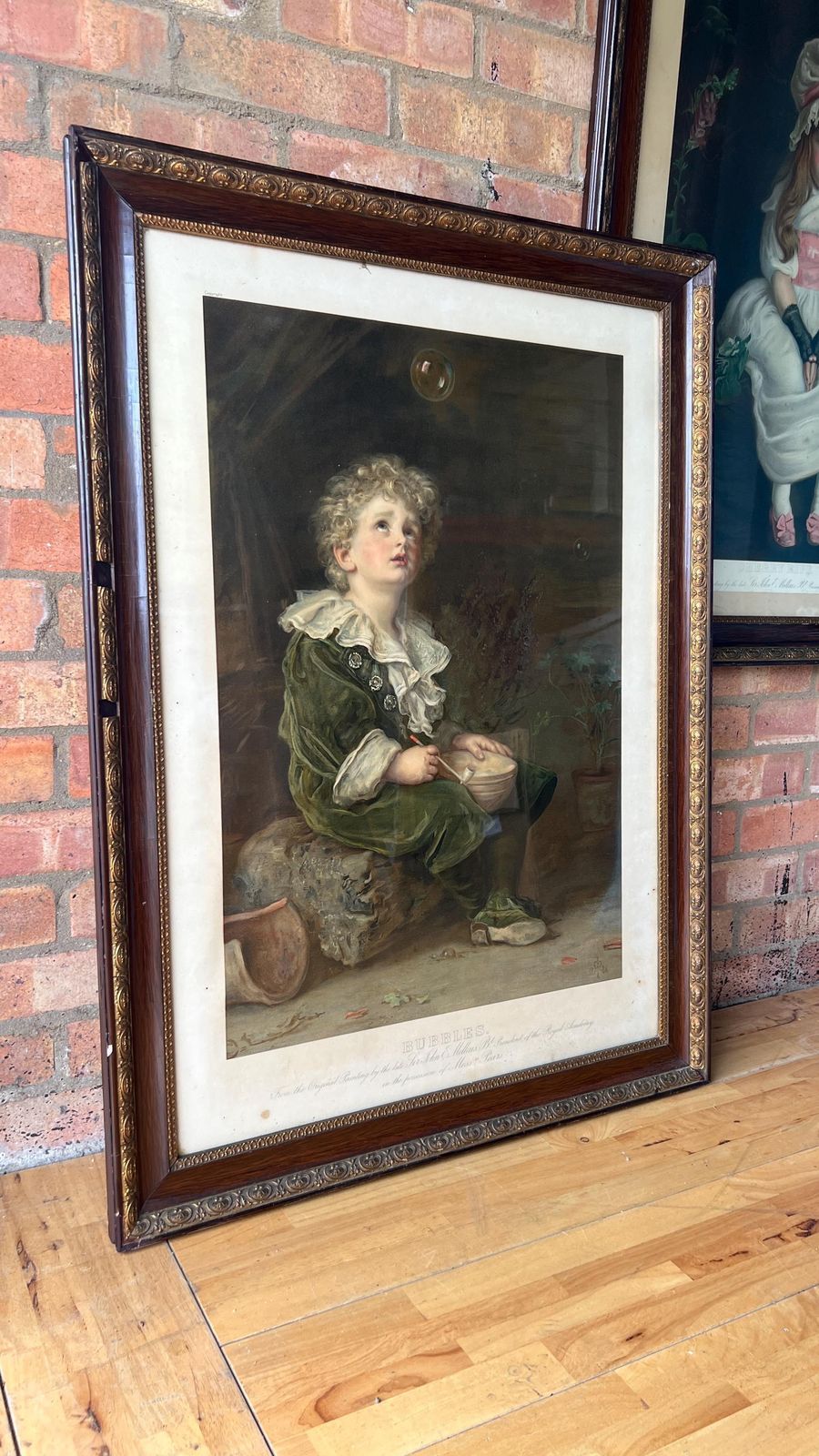 Pair Of Antique Victorian Hand Pulled Lithographs “Cherry Ripe” And “Bubbles”   C. 1800’s, Framed & Glazed photo furniture
