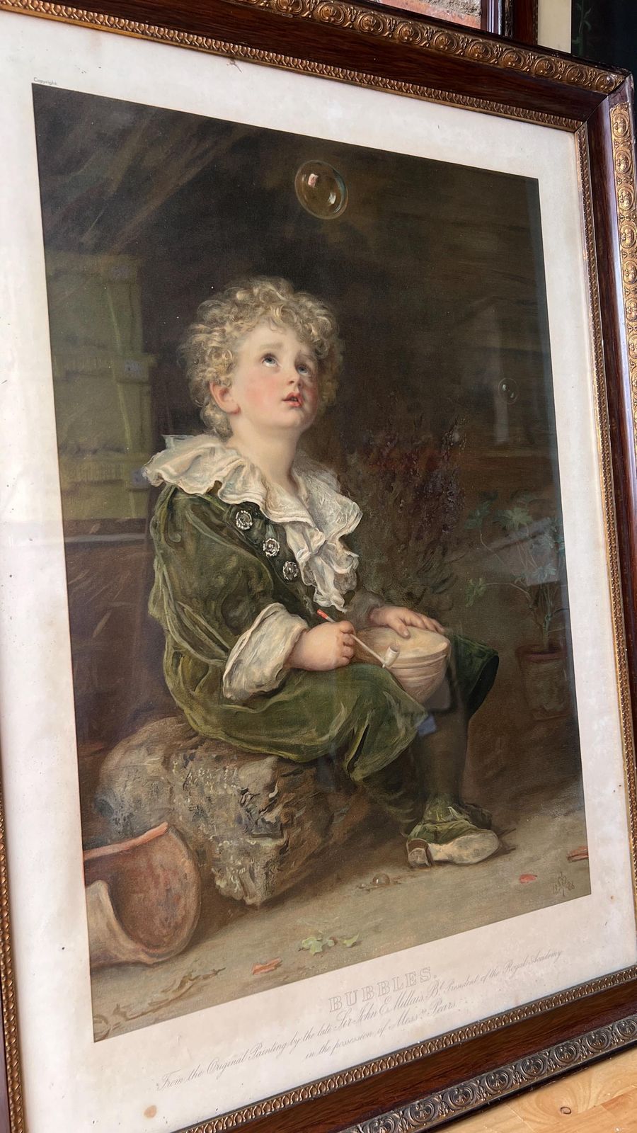 Pair Of Antique Victorian Hand Pulled Lithographs “Cherry Ripe” And “Bubbles”   C. 1800’s, Framed & Glazed photo for sale