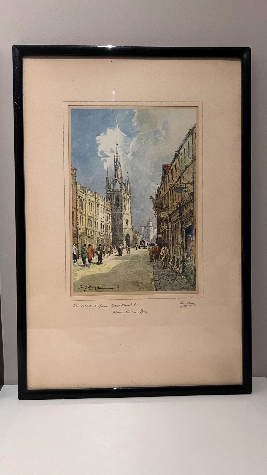 Charming Set Of Two Signed George Henry Downing Framed Prints Of Newcastle On Tyne photo vinterior