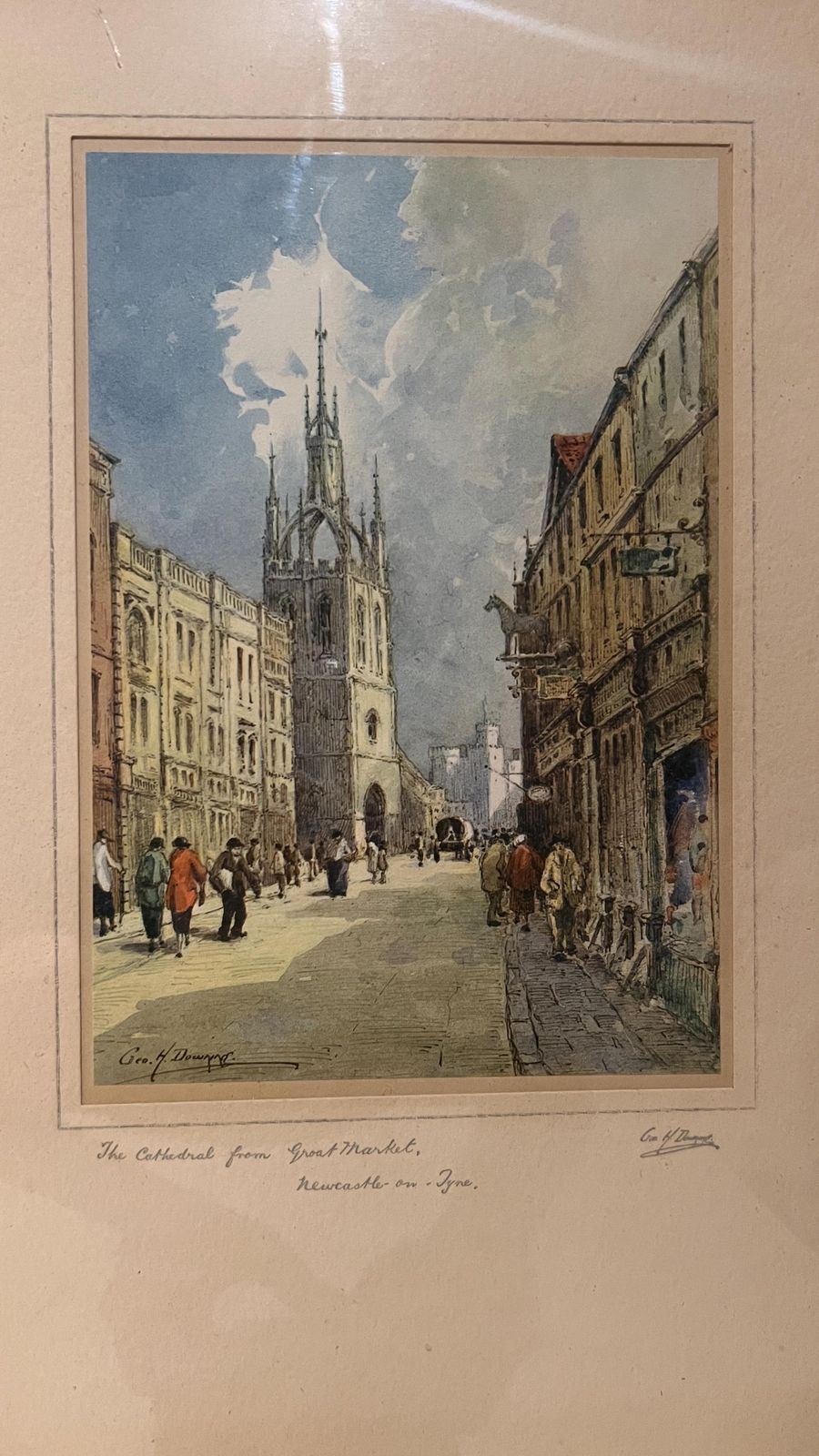 Charming Set Of Two Signed George Henry Downing Framed Prints Of Newcastle On Tyne photo buy