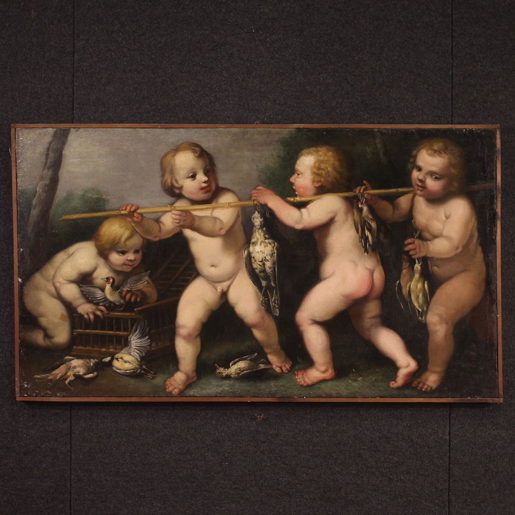 17th Century Rudolphine School Painting, Cherub Games