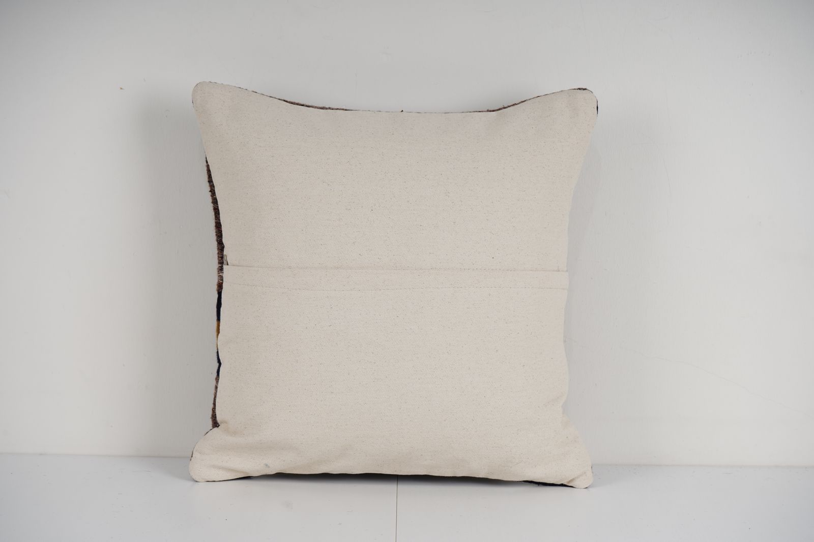Striped Design Turkish Anatolian Kilim Pillow Cover, Square Decorative Organic Wool Pillow, Home Decoration Cushion photo 50.0