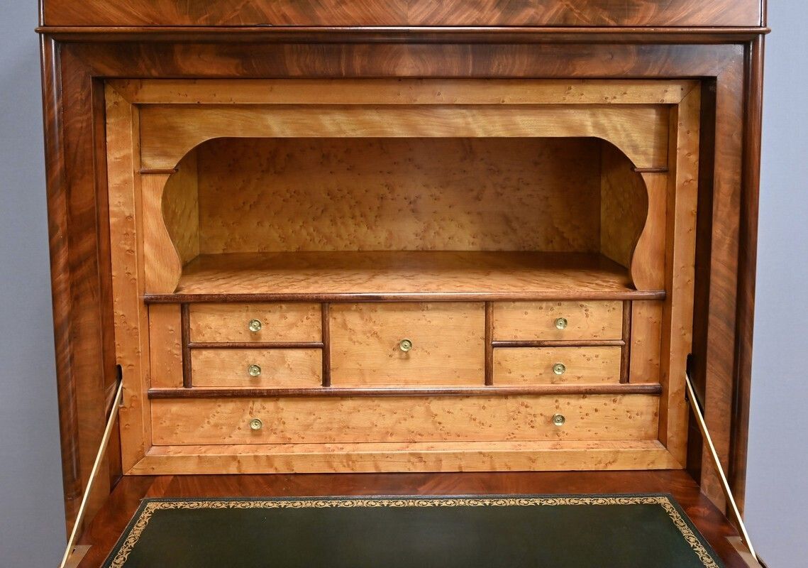 Mahogany And Burl Mahogany Secretary, Restoration Period – Part 1 Of The 19th Century photo vintage