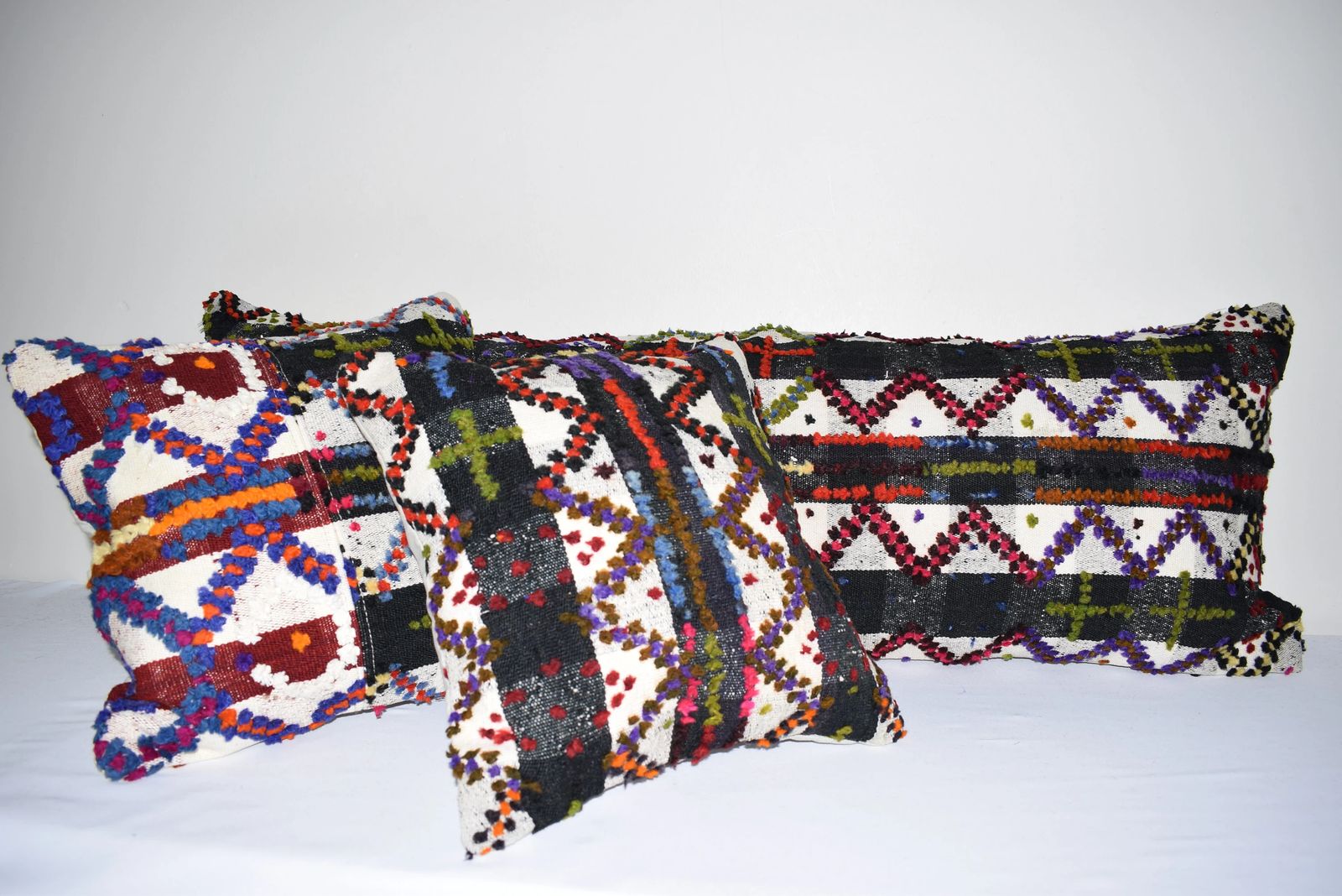 Turkish Shaggy Kilim Pillow Cover   Set Of Three photo for sale