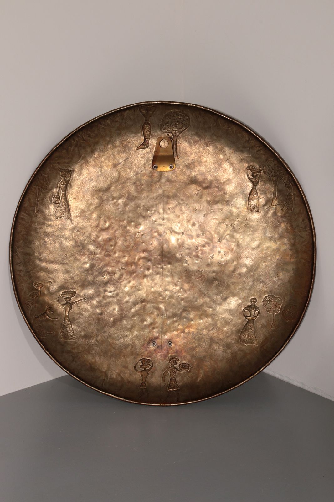 Sculptural Hammered Copper Mirror Attributed To Angelo Bragalini" photo buy
