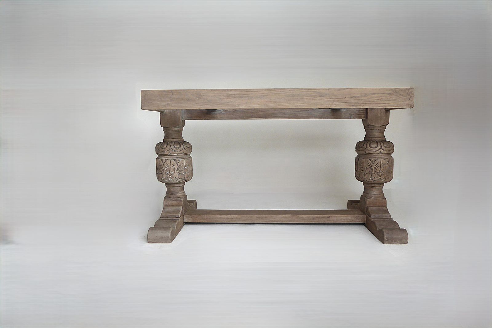 photo furniture Antique Extending Weathered  Solid Oak Refectory Kitchen Dining Table 227 X 92 X 79 And Six Chairs