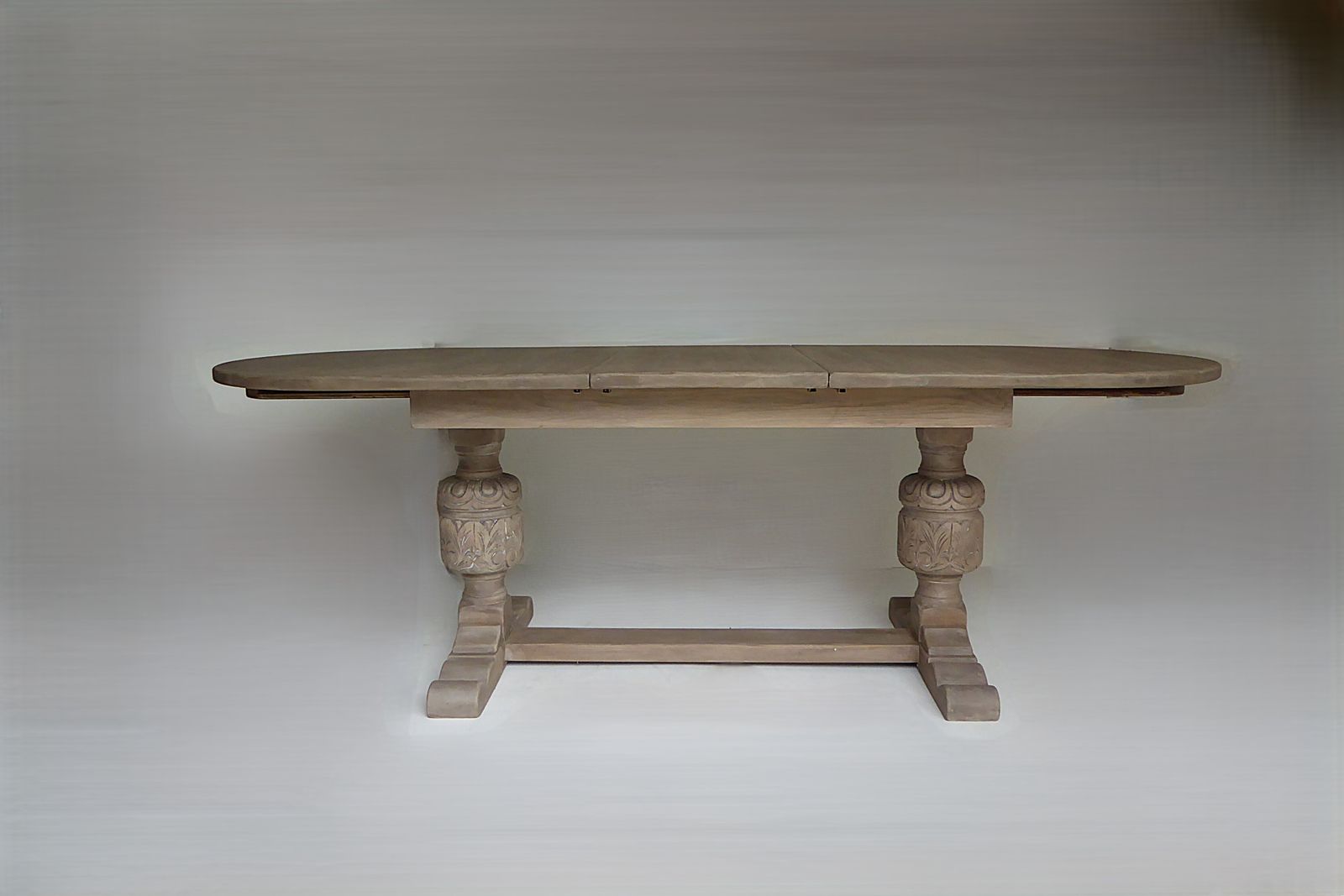 photo for sale Antique Extending Weathered  Solid Oak Refectory Kitchen Dining Table 227 X 92 X 79 And Six Chairs