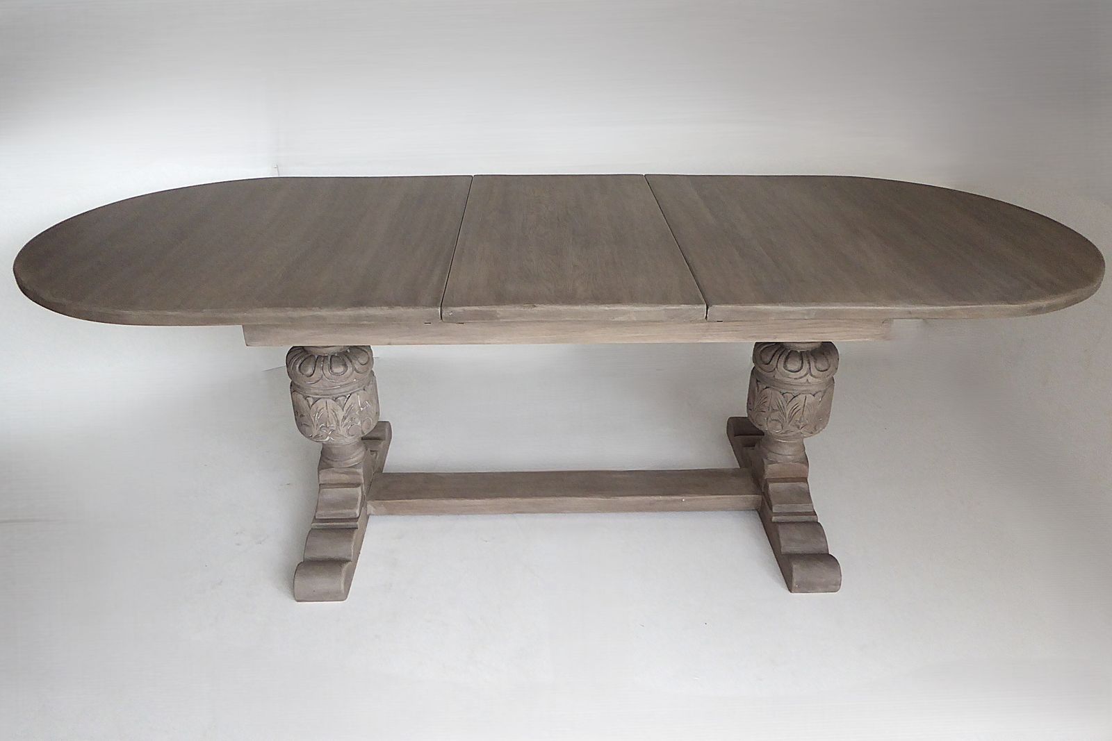 photo vinterior Antique Extending Weathered  Solid Oak Refectory Kitchen Dining Table 227 X 92 X 79 And Six Chairs