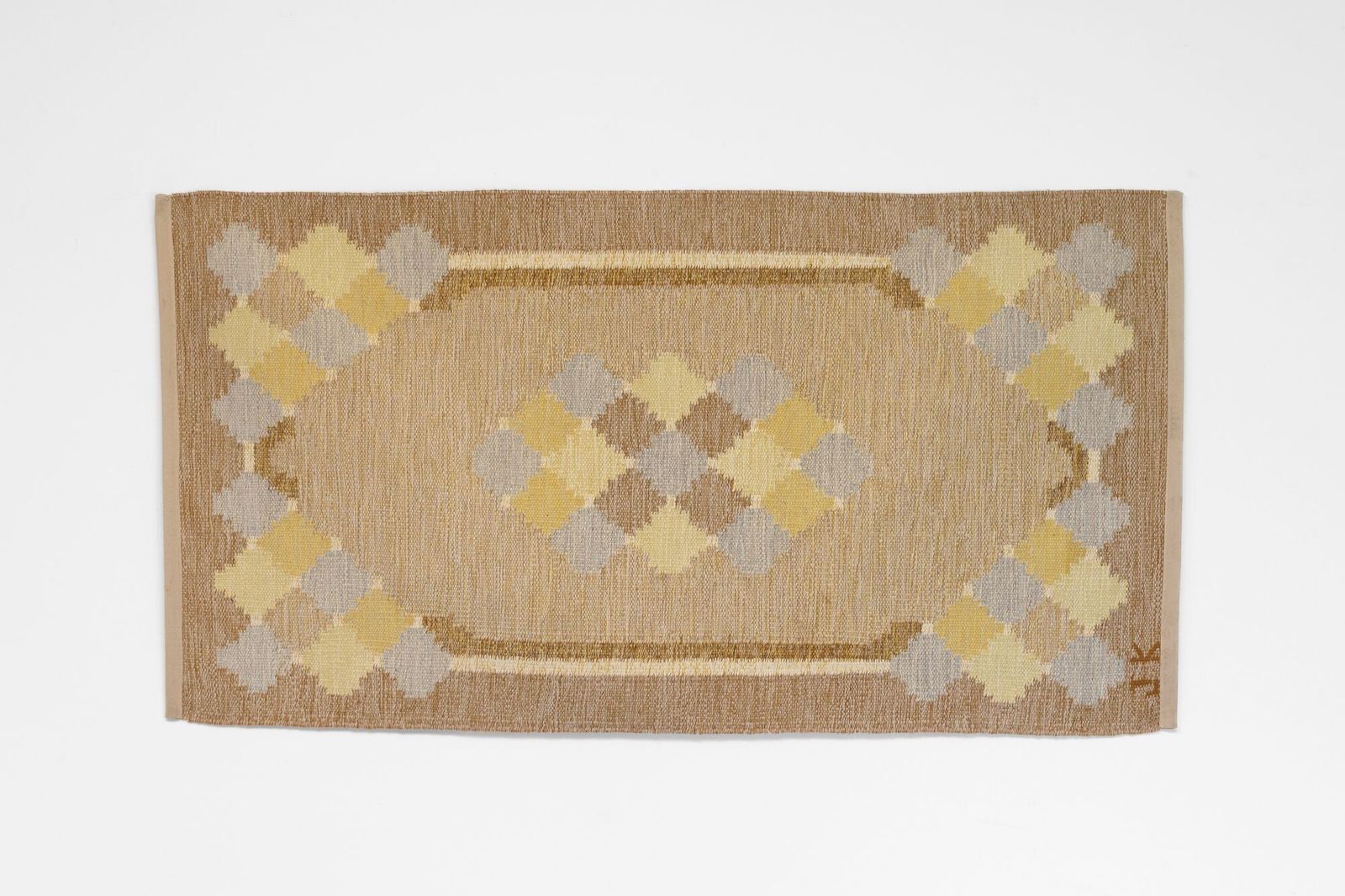 Mid Century Swedish Kilim Signed Jk photo 1056.0