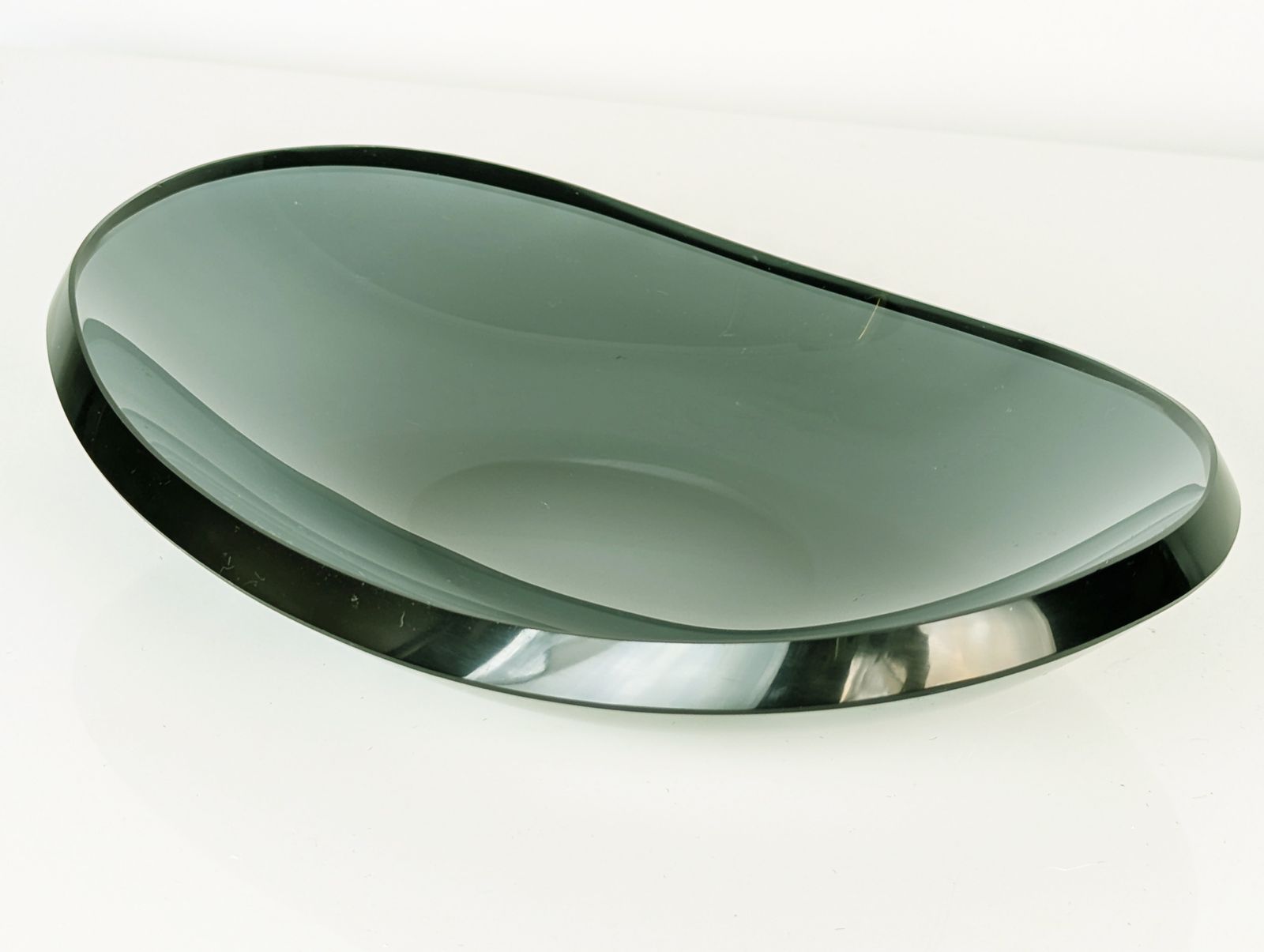 Grinded Smoked Glass Bowl By Fontana Arte, 1960s photo vintage
