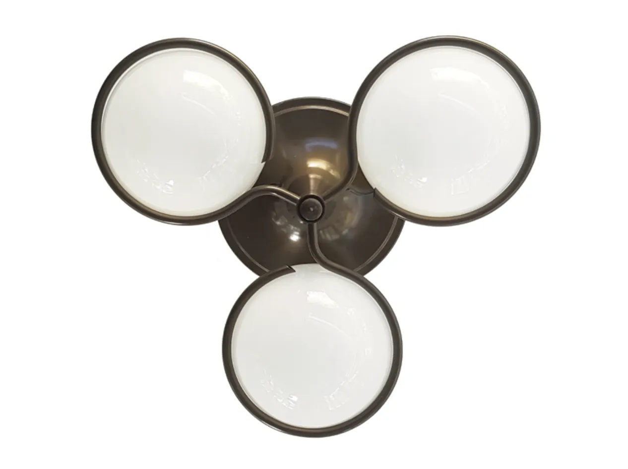 4000.0 Brown And Bronze Metal 2042/3 Ceiling Lamp With Sandblasted Glass Shades By Sarfatti For Arteluce, 1963 photo