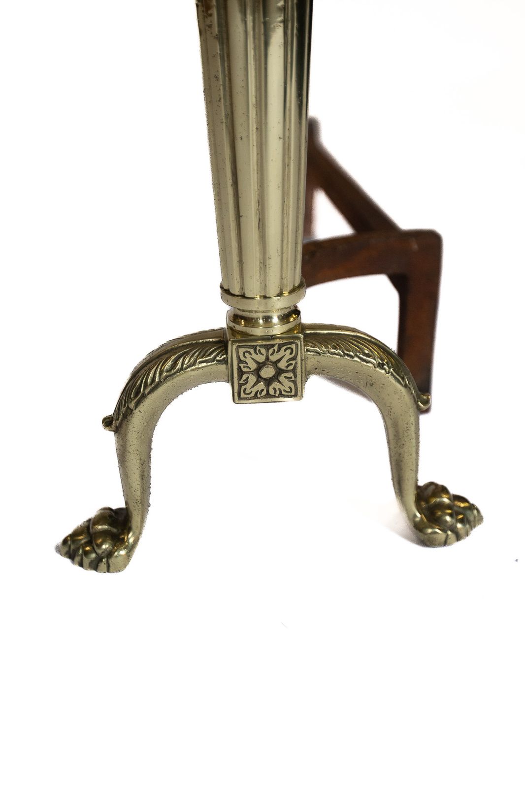 Pair Regency Brass & Iron Fire Dogs / Andirons photo for sale
