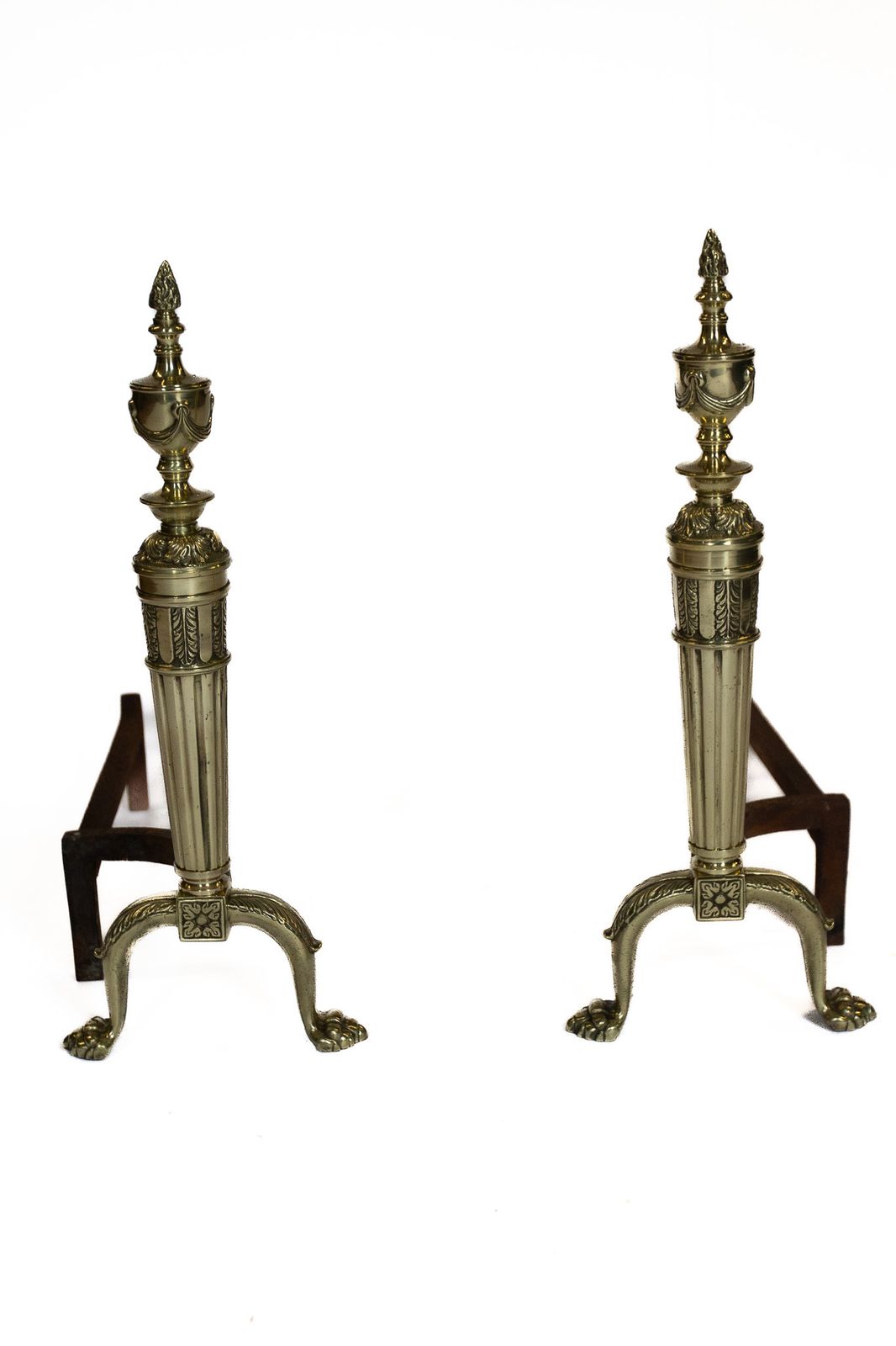 Pair Regency Brass & Iron Fire Dogs / Andirons photo furniture