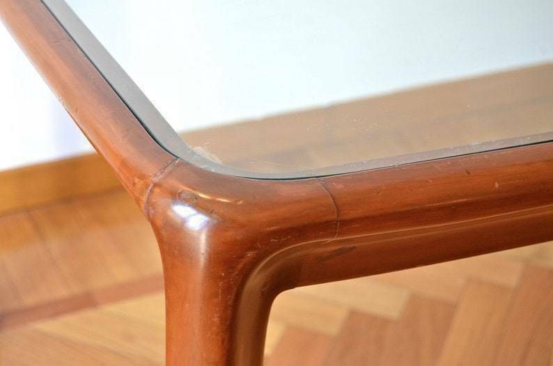 Very Rare Midcentury Italian Dining Table In Wood And Glass By Angelo Mangiarotti For Sorgente Dei Mobili. Delivery. photo furniture