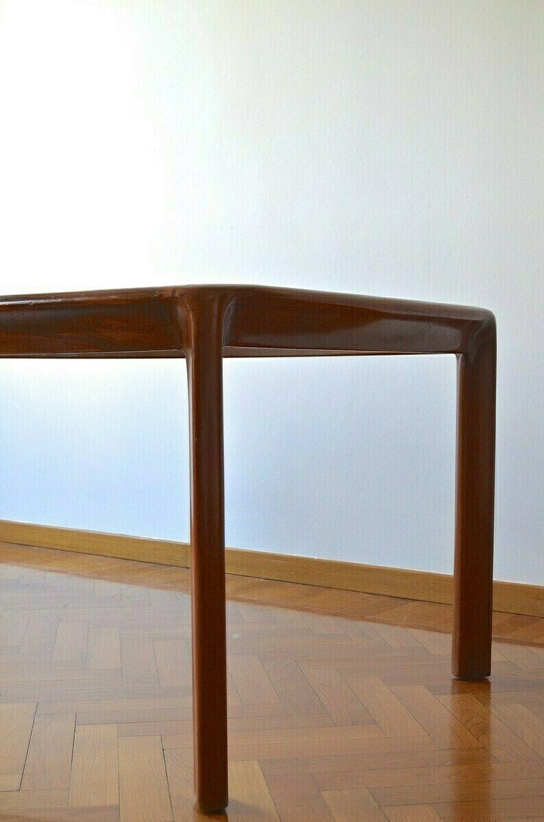 Very Rare Midcentury Italian Dining Table In Wood And Glass By Angelo Mangiarotti For Sorgente Dei Mobili. Delivery. photo vintage