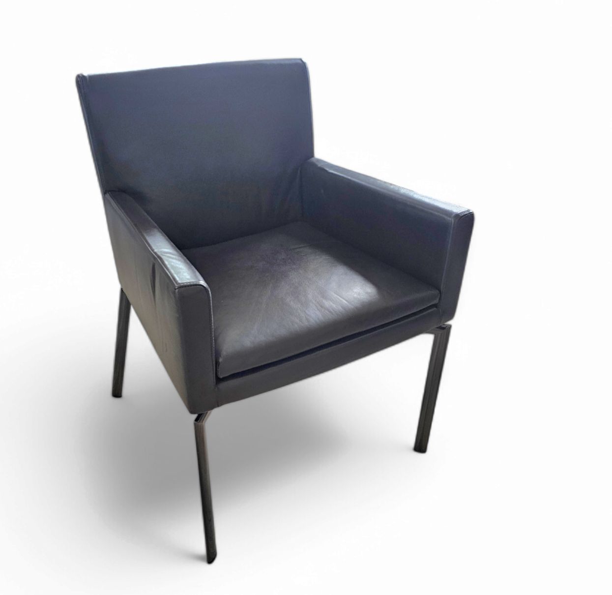 2 X Manet Minotti Arm Chairs 1990s /Dark Brown Leather / Chrome Height 83 photo buy
