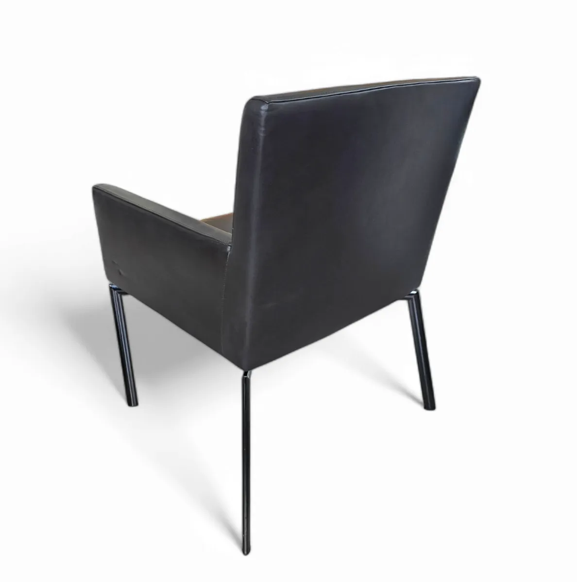 2 X Manet Minotti Arm Chairs 1990s /Dark Brown Leather / Chrome Height 83 photo vintage