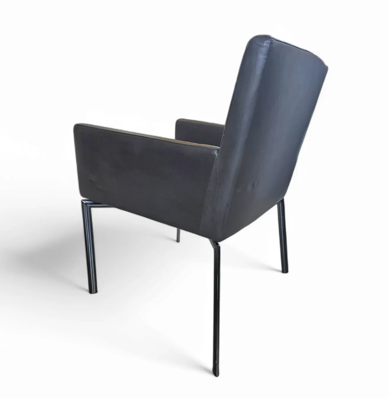 photo buy 2 X Manet Minotti Arm Chairs 1990s /Dark Brown Leather / Chrome Height 83