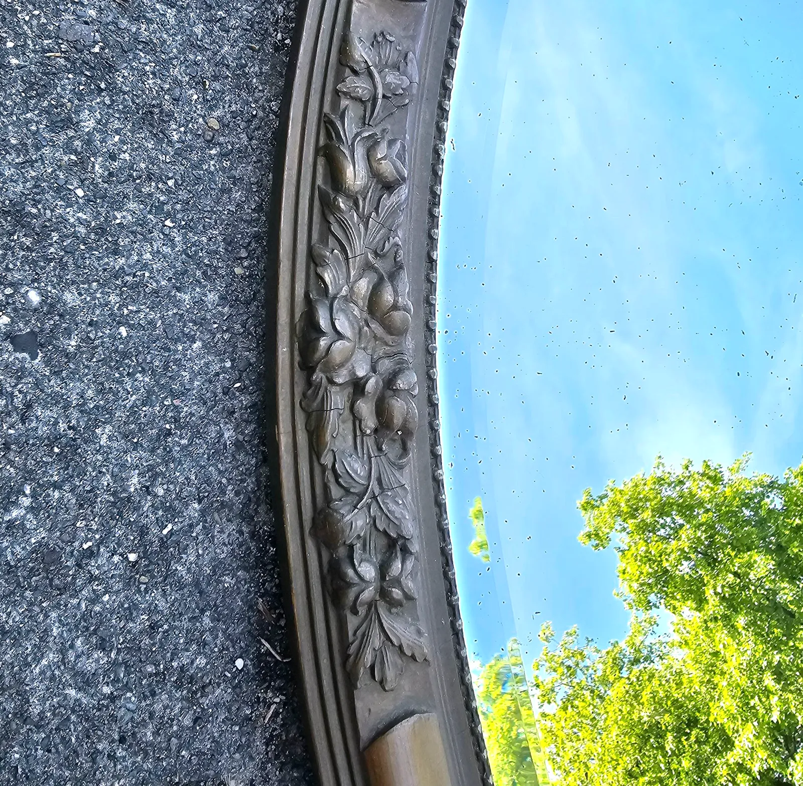 photo for sale Oval Mirror  Plaster  Wood  1930s  Facet Cut