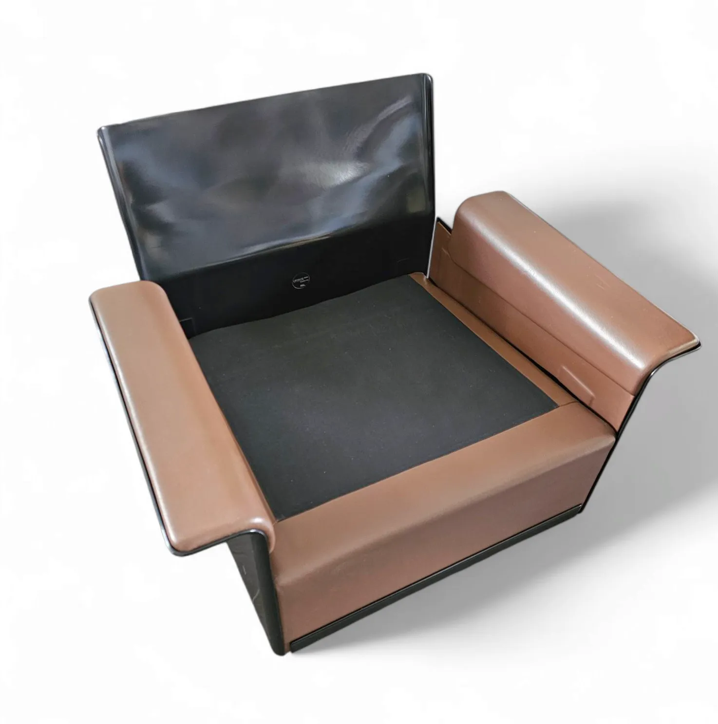 2 X Black Shell & Brown Leather 620 Chair Programme Lounge Chair By Dieter Rams For Vitsoe 1980s photo vintage