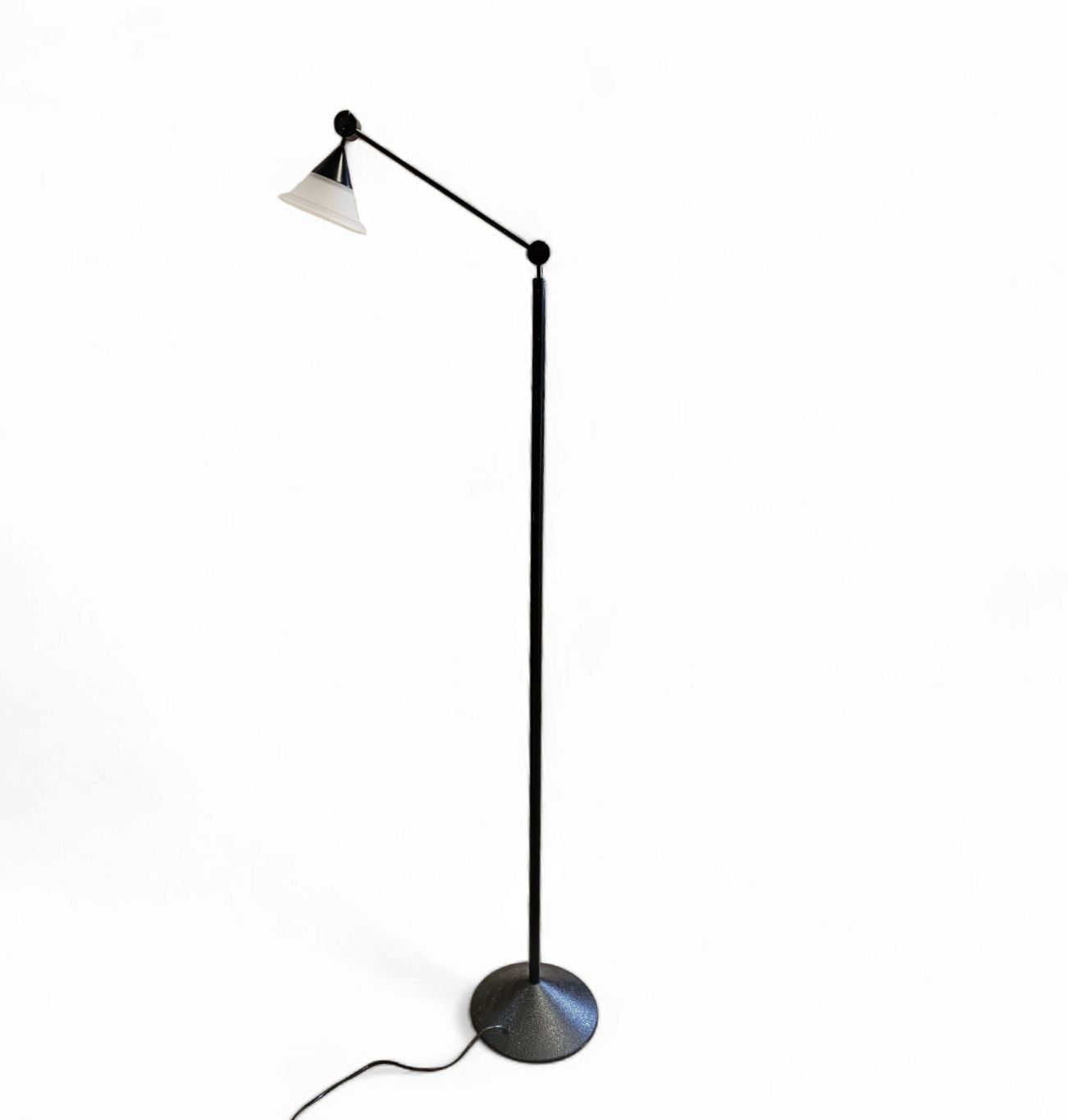 Lighting Adjustable  Conical Glass And Black Metal Floor Lamp By Tronconi 1970s Italy photo