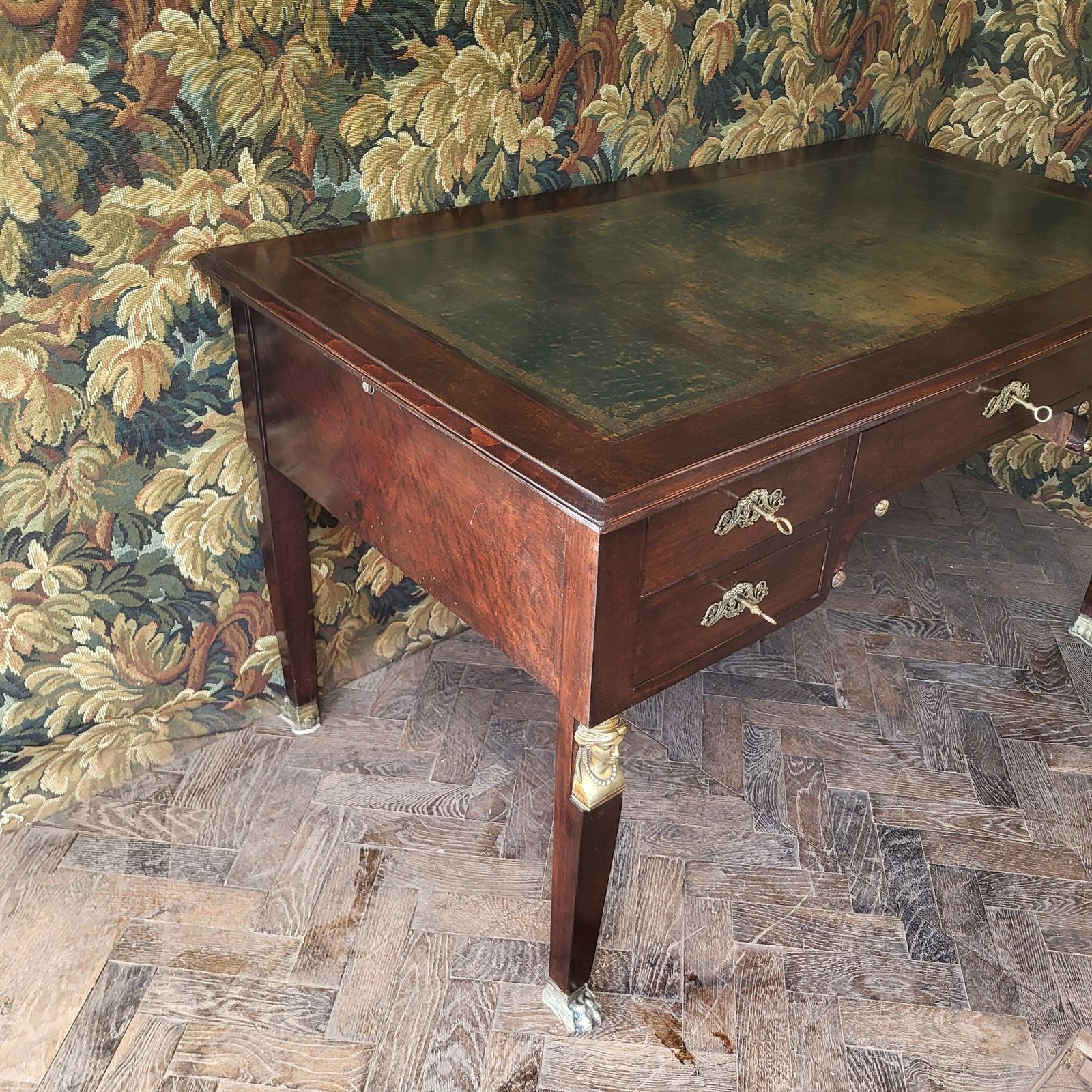 Antique Empire Style Mahogany Freestanding Desk photo vintage